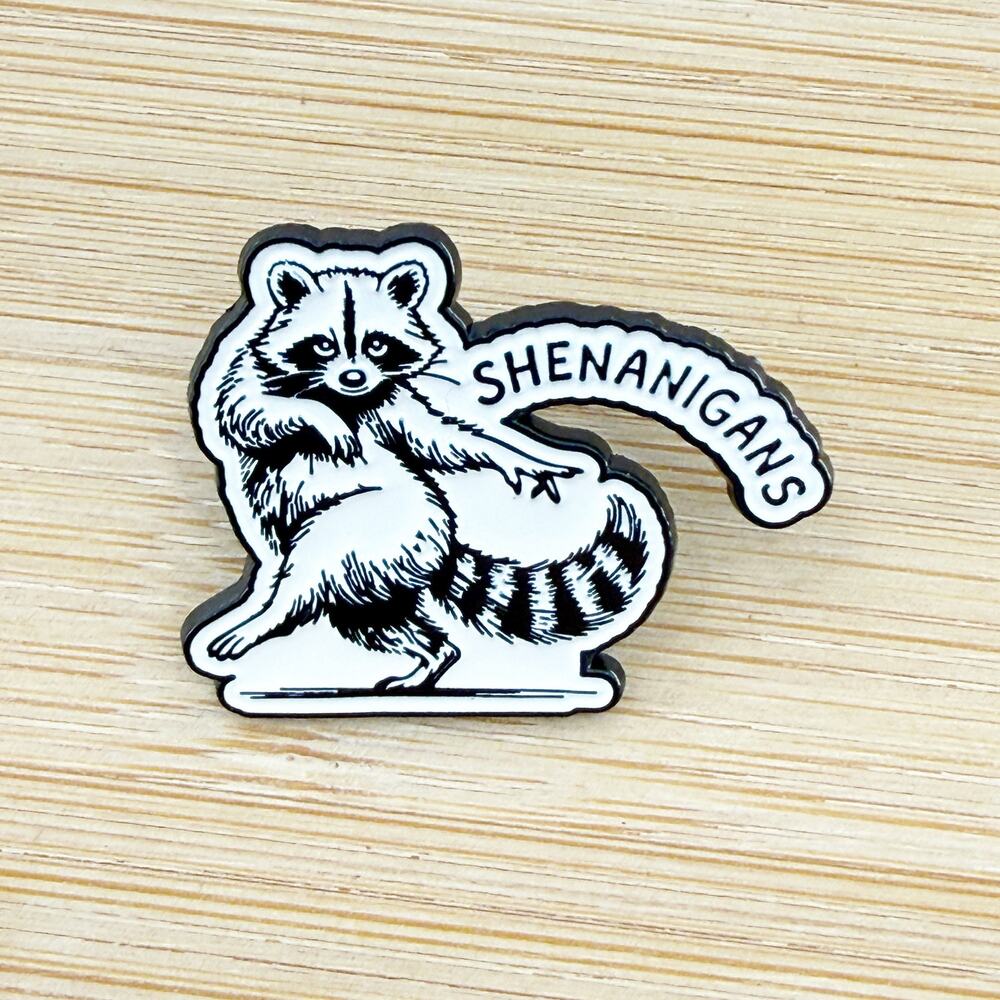 Shenanigans Raccoon Soft Enamel Pin Funny Trash Panda Meme Lapel Badge - Picture 2 of 4